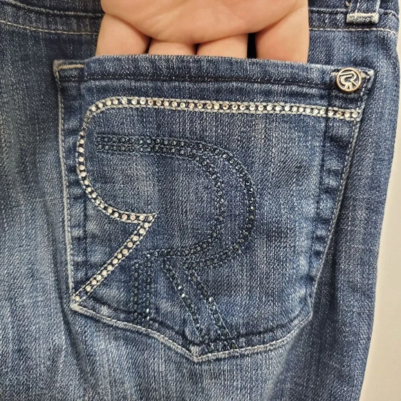 Rock & Republic Kasandra Women's Vintage Blue Rinse Gemstone Bootcut Jeans 27 - Picture 11 of 12